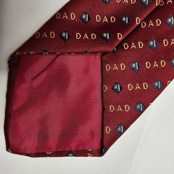 Dad Graphic Patterned Red Blue Necktie Men Neck Tie - Picture 7 of 9